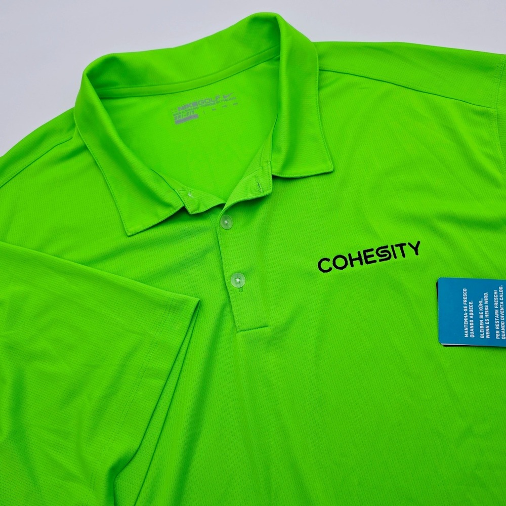 Nike Golf Dri-FIT Polo Shirt Mens 3XL Green Cohesity Logo 637167-313 Read